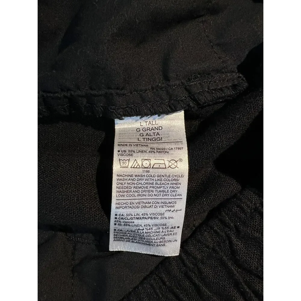 Old Navy Pants High Rise Straight Linen Black Boho Chic Summer Beachy Vacation